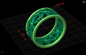 flowers jewelry gold wide ring rings 3d print model - Mito3D