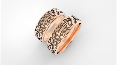flowers ornament rings jewelry wedding jewel jewellery precious ring gold 3d print model - Mito3D