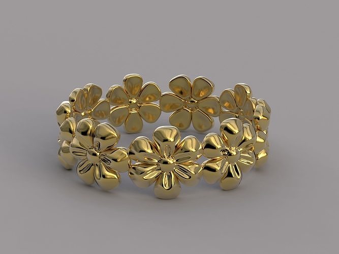 flores anillo joyería eternidad oro plata imprimible libra esterlina Moda joya anillos 3D print model - Mito3D