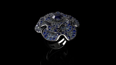 fiori di disegno dell'anello d'oro gioielli oro anello la sterlina disco platino argento diamanti brillante ruby zaffiro brillant diamant moda e bellezza anelli 3d print model - Mito3D