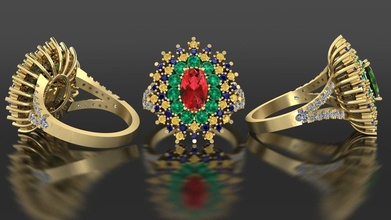 flores anillo diamantes 18mm Talla zafiro frotar diamante joyería joya Moda imprimible lujo oro plata platino brillante belleza anillos elegante 3d print model - Mito3D