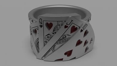 flush royal poker ring card casino playing gamble silver luck chance lucky jewel texas holdem pokerstars partypoker brutal printable boardgame jewelry rings 3d print model - Mito3D