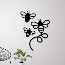 fliegend bienen mauer dekoration innere zuhause haus honig drucken 3d 2d dekor kunst zimmer kinder leben natur honigbiene deko silhouette 3d print model - Mito3D