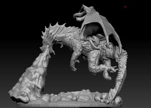 fliegend Drachen Skulptur Kunst uralt Mythologie magisch Tier Fantasie fiktiv Kreatur Skulpturen 3d print model - Mito3D