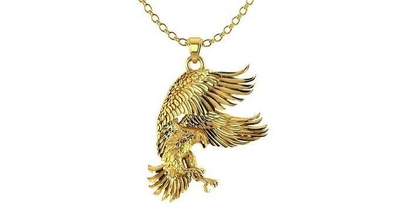 volador águila colgante pendiente collar diseño volando volar águilas calvo pájaro joyería joya plata animal imprimible hombres colgantes oro negrita 3d print model - Mito3D