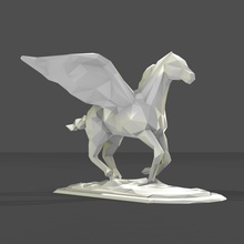 fliegend pferd pegasus einhorn statue kunst skulptur lowpoly tier geometrisch abstrakt origami kavallerie gestalten skulpturen 3d print model - Mito3D