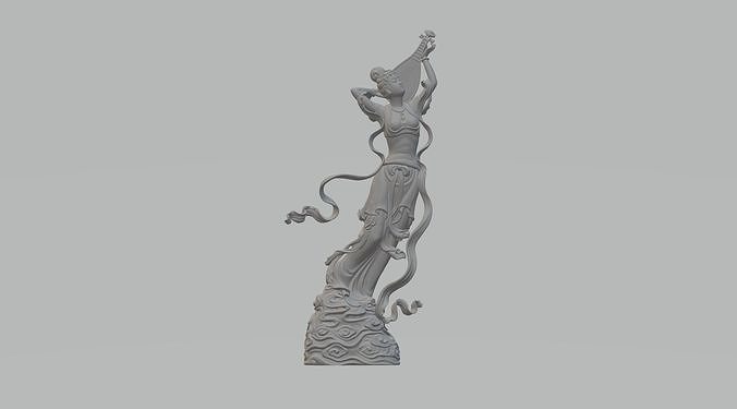 vôo rebote pipa antigo beleza escultura artista mulher animador lindo personagem arte esculturas chinês tradicional instrumento musical música ativos China 3D print model - Mito3D