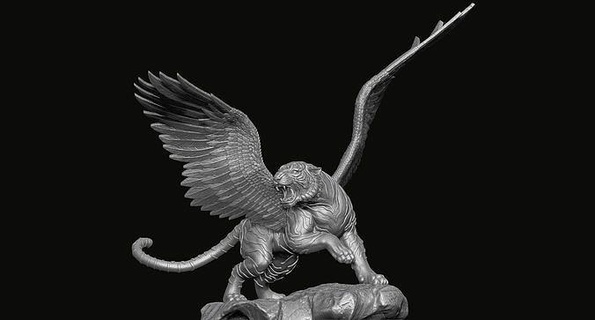 volare tigre statua animale gioielleria arte stampabile oro argento cartone animato sculture Ali ciondoli natura piuma scultura animali pendente foresta 3d print model - Mito3D