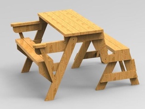convertible banc bois siège meubles jardin air chaise loisir diy maison 3d print model - Mito3D