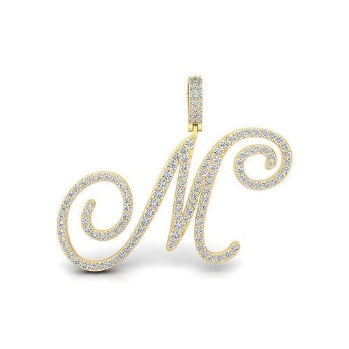 Schriftart letztere hängend 3d Modell Juwel Hochzeit Engagement Schmuck Ring Silber Gold engagem Mode Sterling Weiß Diamant Kleidung Schönheit Ringe Anhänger 3D print model - Mito3D