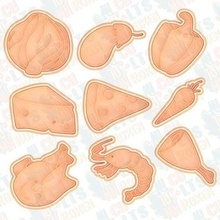 food cookie cutter set 9 stamp cookies cook cithen cutters court groceries restaurant house kitchen dining 3d print model - Mito3D