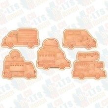 food truck cookie cutter set 5 stamp cookies cook kitchen cutters dining house auto hot dog ice cream hamburger 3d print model - Mito3D