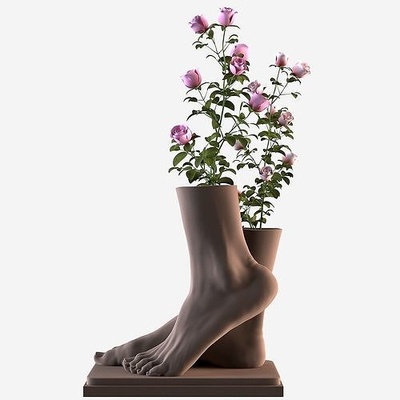 pie florero impresora 3d planta maceta naturaleza decoración impresión imprimible hembra mujer humano cuerpo casa 3d print model - Mito3D