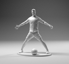footballer 02 powerstand 01 stl ronaldo worldcup championship ball player soccerer board game statue 3d print hipoly tournament match eurocup toys games 3d print model - Mito3D