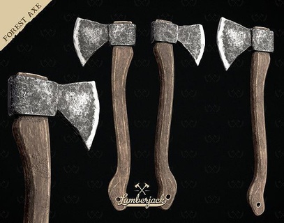 forest axe - diorama miniature tabletop lumberjack handsaw chainsaw tree bark antique model scale models dungeons dragons table top games cosplay weapon log rack wood cutting industrial 3d printing painting toys game accessories 3d print model - Mito3D