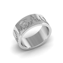 Wald Textur Ring Diamant Gold Silber druckbar engagem Schmuck Engagement Mode Kleidung Smaragd Armreif Solitär Juwel Ringe Sterling 3d print model - Mito3D
