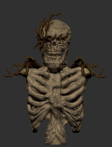 foresta zombie albero personalizzato scheletro figura torso giocattolo guerriero fiore natura pianta scultura osso corpo colonna vertebrale giochi giocattoli 3D print model - Mito3D