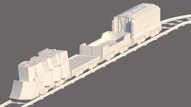 forge train 3d printable model 28mm gaming track warhammer 40k tabletop terrain locomotive vehicles future scifi carriage cargo games toys game accessories 3d print model - Mito3D