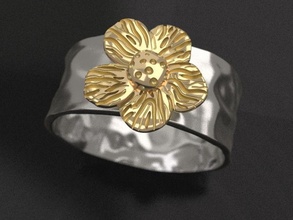 falsificado flor anillo forjado antiguo artesanias herrero plata joyería joya anillos 3d print model - Mito3D