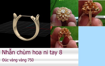 form der Blüte - update Schmuck ring Blume diamond gold Ringe 3d print model - Mito3D