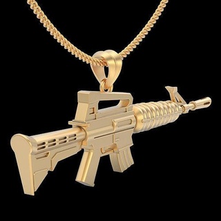 fortnite assault rifle gun pendant gold jewelry 3d printable silver model pendants trend fashion fantasy design zbrush wedding engagement weapon 3d print model - Mito3D