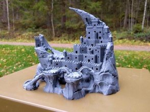 fortress of crescent castle tower mountain moon art miniature 3d print model - Mito3D
