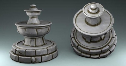 fountain in game of thrones military steel glazed isolated stone 3d 3dprinting 3dprint house middleages wood 28mm miniatures stylized castle decor toy rpg games toys board 3d print model - Mito3D