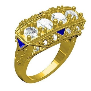 diamante antico arte deco stile squillare oro gioielleria gioiello gemma argento Fidanzamento nozze stampabile 3d cad design anelli 3d print model - Mito3D