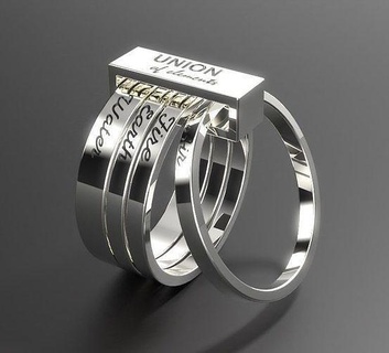 four elements ring ring text union four elements gold silver 3d model load simbol gift chrome jewelry rings  3d print model - Mito3D