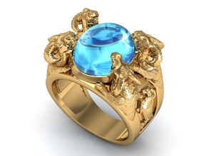 four goat ring jewelry man woman gem stone topaz ruby rings 3d print model - Mito3D