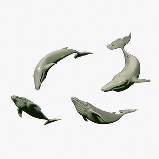 four whales toy different positions whale blower blue marine animal humpback mammal sculpture underwater water ocean sea statue nature jump printable miniature figure sculptures aquatic games toys 3d print model - Mito3D