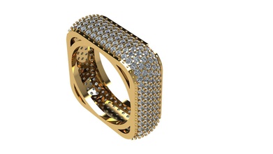 foursquare bague en diamant bijoux carré de l'anneau le l'engagement joyau or pierre précieuse mariage l'émeraude saphir brillant gem précieux ruby platine vêtements les anneaux 3d print model - Mito3D