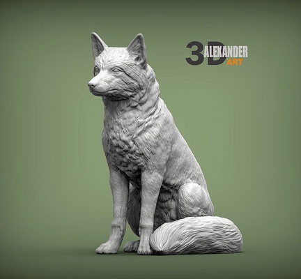 zorro 3d impresión modelo animal mamífero bosque montaña salvaje zoo cazar perro lobo naturaleza escultura estatuilla esculpir arte esculturas 3d print model - Mito3D