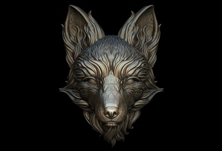 fox head - 2 versions pendant jewelry jewellery animal bas relief sculpture medallion printable wild art sculptures 3d print model - Mito3D