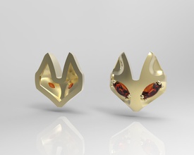 fox head pendant ring jewelry complete organic nature industrial gold silver earpin earring cuff link printable sterling fashion chic luxury elegant pendants 3d print model - Mito3D
