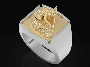 Fuchs Ring Skulptur Schmuck Gold Silber druckbar Sterling Mode Schönheit Ringe Juwel Design Anhänger leuchtenden wertvoll Luxus 3d print model - Mito3D