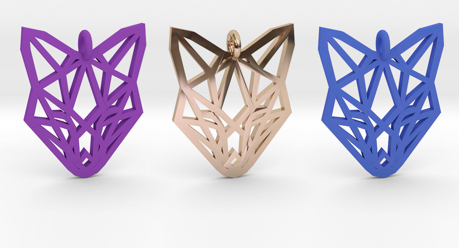 fox pendant games-toys jewelry triangle geometric precious abstract origami shape sunset art pro symbol predator spirit animal beast printed unique creature games toys 3D print model - Mito3D