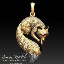 fox pendant fox pendant gold silver zbrush jewelry pendants 3d print model - Mito3D