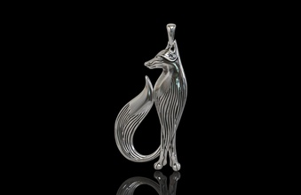 tilki kolye hayvan sanat bas rahatlama baş mücevher takı madalyon yazdırılabilir heykel heykeller vahşi gümüş karanlık çelik metalik 3d print model - Mito3D