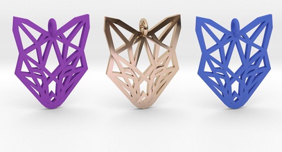 fox pendant games-toys jewelry triangle geometric precious abstract origami shape sunset art pro symbol predator spirit animal beast printed unique creature games toys 3d print model - Mito3D