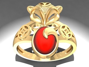 raposa anel 1577 joalheria moda acessórios ouro diamante mulher mulheres projeto feng shui argolas 3d print model - Mito3D