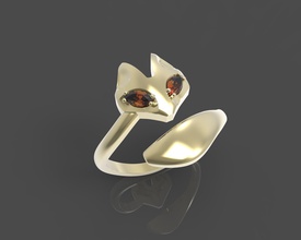 fuchs ring anhänger stl 3dm druckbar kopf schwanz gold silber schmuck mode modern tier diamant juwel ringe valentin klassisch geschenk natur 3d print model - Mito3D