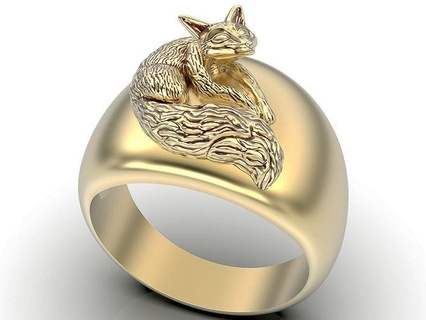 fox ring silver gold printable jewelry 3d model sterling design zbrush statue sculpture hound dog wedding platin white fashion beauty engagement rings 3d print model - Mito3D
