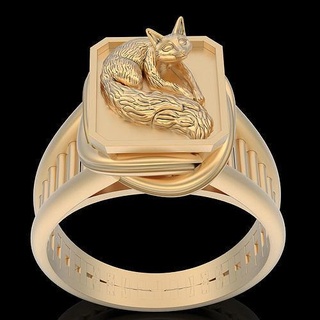 fox ring silver gold sterling printable jewelry 3d model wedding sculpture statue white zbrush hound fashion design engagement trend fantasy rings 3d print model - Mito3D