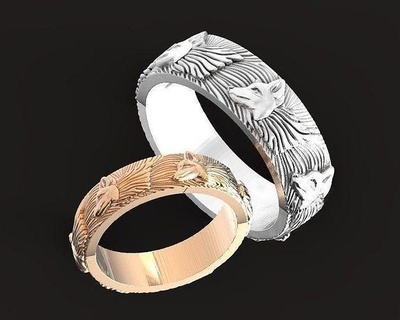 Raposa anel mulher homem Casamento 762 animal minimalista fofa naruto cão animais joalheria 3d moda elegante ouro argolas 3d print model - Mito3D
