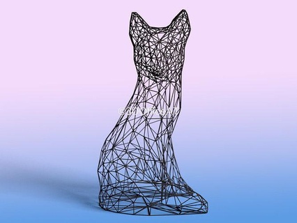 fox wire art - resin print wildlife animal mesh decor 3dprint sculpture sculptures 3d print model - Mito3D