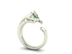 anello volpe smeraldo gatto squillare platino gioielleria volpe isolato smaltato anelli 3d print model - Mito3D