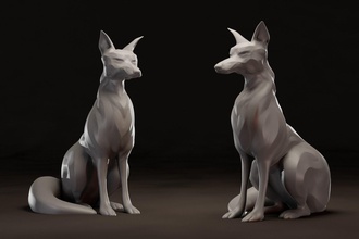 foxxo tilkiler tilki hayvan heykel 3dprint zbrush şekil vermek sanat heykeller 3d print model - Mito3D