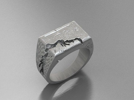 fraction ring gold silverring new model art modern bronze abstract stone sport accessories silver cracked zbrush sculpting 3dprint natural jewelry rings 3d print model - Mito3D