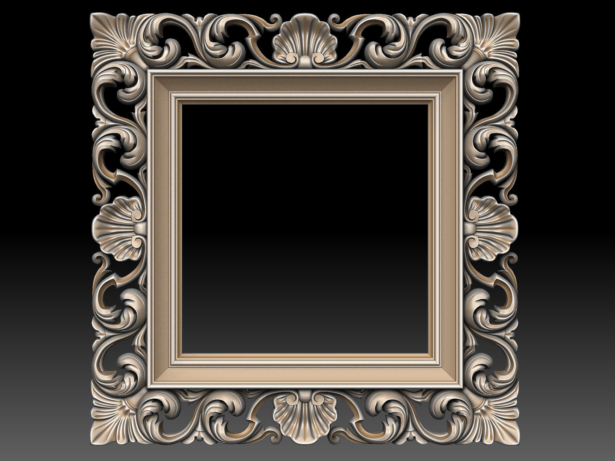 frame-mirror 011 baroque ornate carve deco antique retro decor victorian gallery rococo art frame mirror cnc router relief house furniture 3D print model - Mito3D